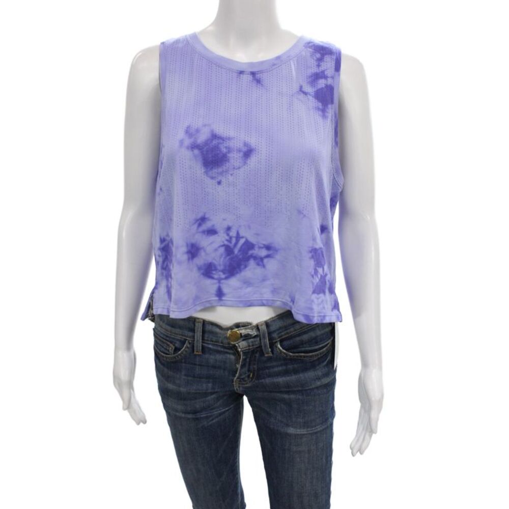 Lululemon Womens Purple Cropped Tank Sleeveless Crew Neck Batik Size 8